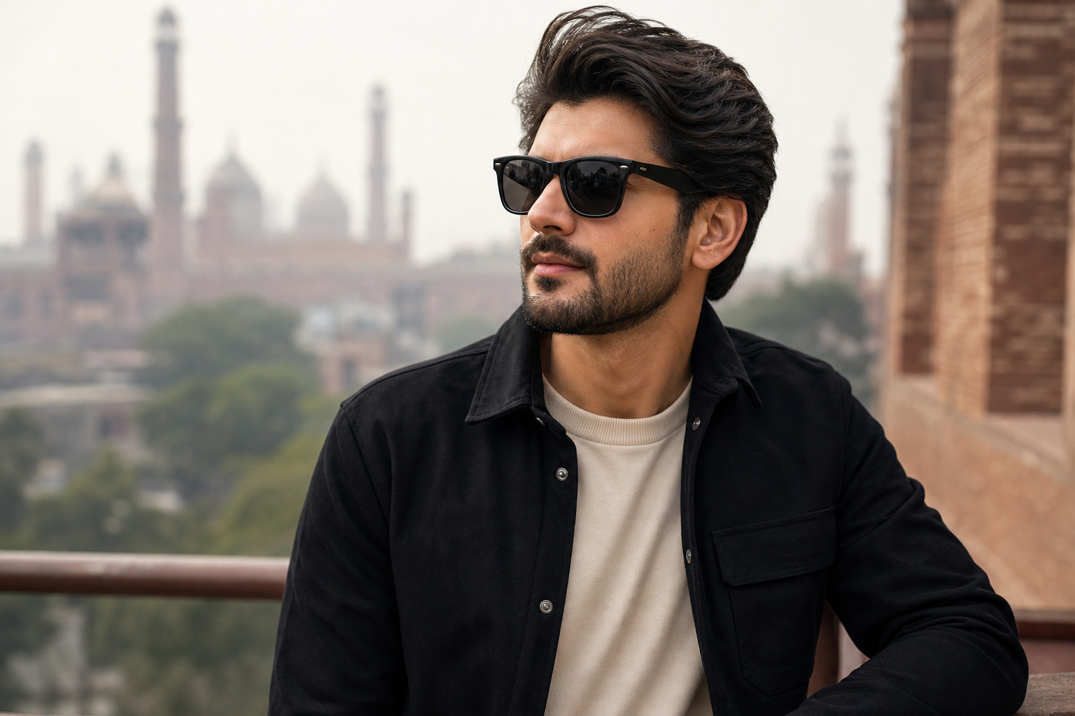 Pakistani man in Aham wayfarer sunglasses